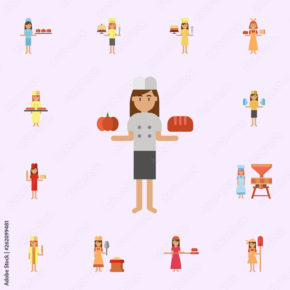 Fototapeta premium pumpkin bread, bakery color icon. Bakery icons universal set for web and mobile