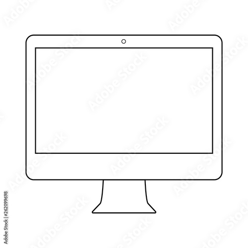  Desctop pc outline computer vector. Desctop pc screen computer outline, icon. PC desctop icon outline