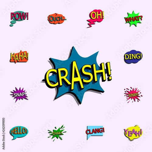 Comic speech bubble with expression text crash icon. comic icons universal set for web and mobile