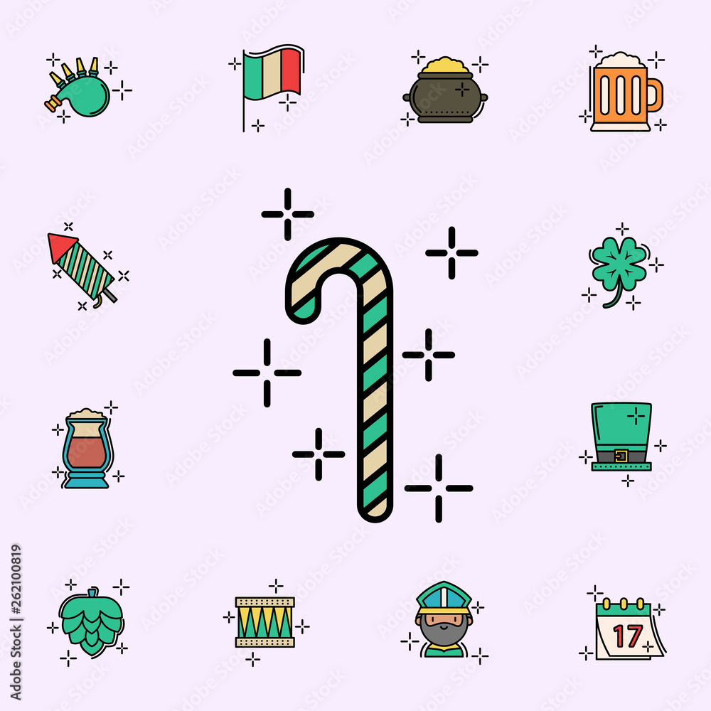 Fototapeta premium Cane, sweet icon. St.Patricks day icons universal set for web and mobile