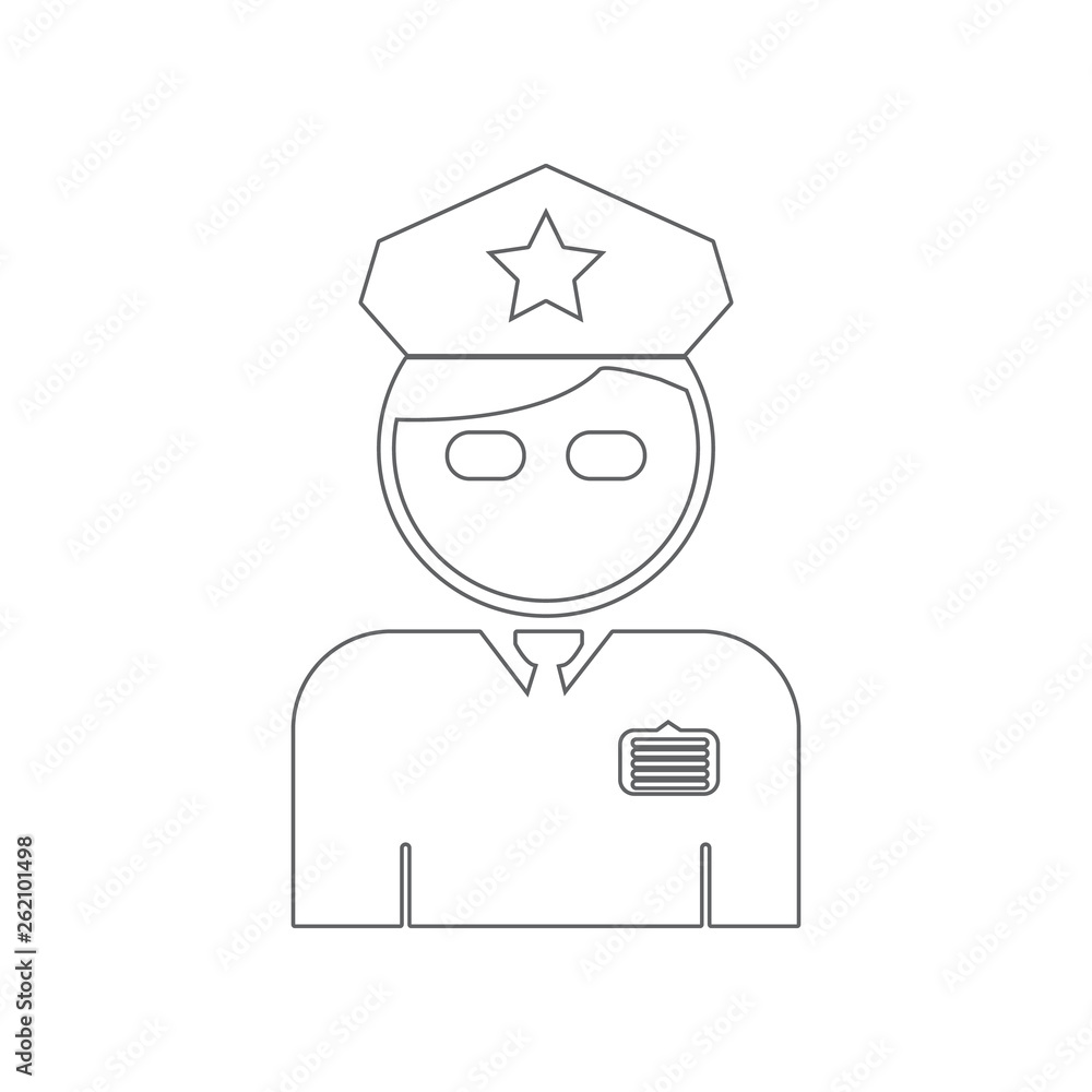 Policeman Officer avatar icon. Element of Airport for mobile concept and web apps icon. Outline, thin line icon for website design and development, app development
