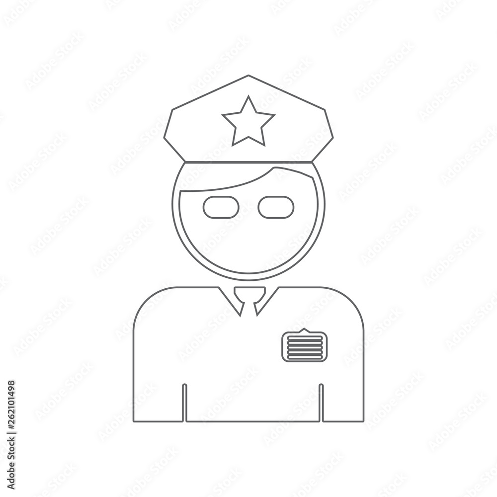 Policeman Officer avatar icon. Element of Airport for mobile concept and web apps icon. Outline, thin line icon for website design and development, app development Policeman Officer avatar icon. Element of Airport for mobile concept and web apps icon. Outline, thin line icon for website design and development, app development