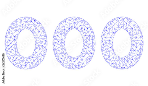Mesh 000 digits text polygonal 2d illustration. Abstract mesh lines and dots form triangular 000 digits text. Wire frame 2D polygonal line network in vector format isolated on a white background.