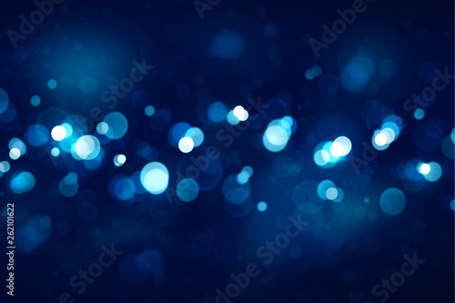 Abstract blue bokeh background.Glitter vintage lights background.