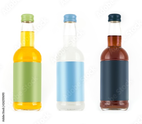 Photo-Layout bottles for drink on a white background with a blank label