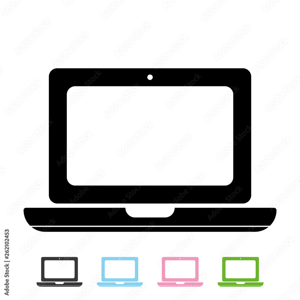 Flat style front view retro notebook or laptop icon, vector. Flat style front view retro notebook or laptop icon, vector.