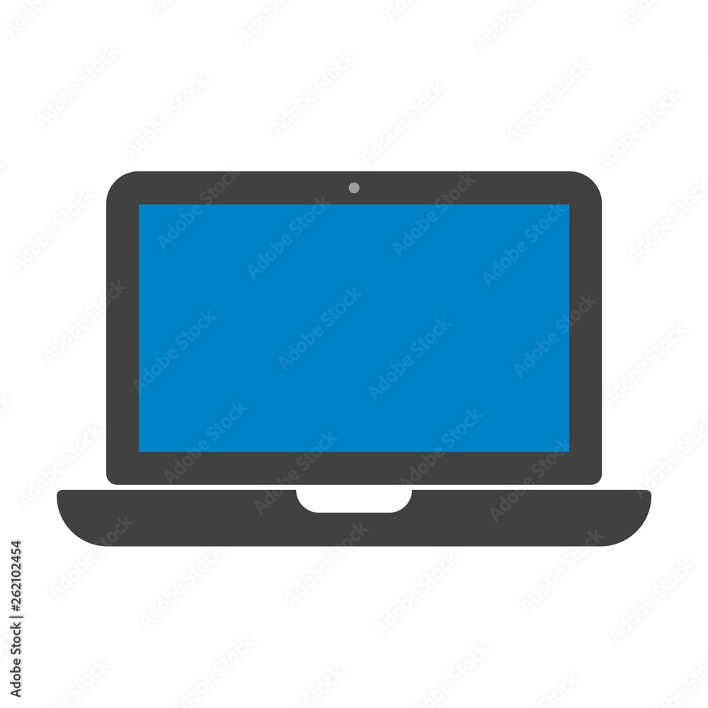 Laptop, front view icon. Black laptop with blue screen. Notebook or laptop, vector. Laptop, front view icon. Black laptop with blue screen. Notebook or laptop, vector.