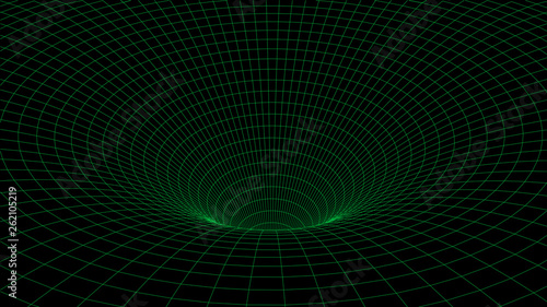 Abstract tunnel. Vector wormhole. 3D corridor mesh.