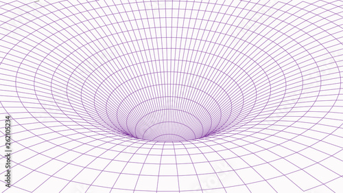 Fotografie, Obraz Abstract tunnel. Vector wormhole. 3D corridor mesh.