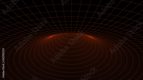 Abstract tunnel. Vector wormhole. 3D corridor mesh.