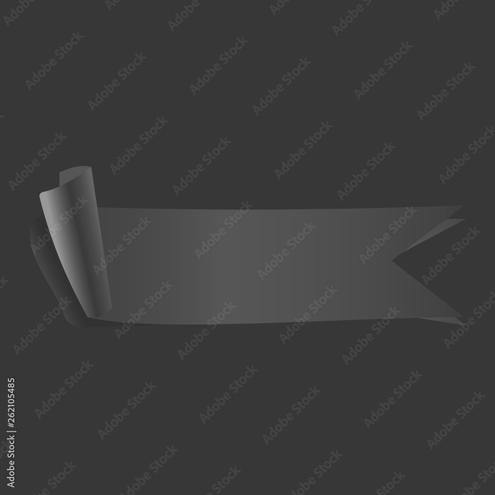 Grey ribbon vector eps10. Black Ribbon with reflection on black background. Grey ribbon vector eps10. Black Ribbon with reflection on black background.