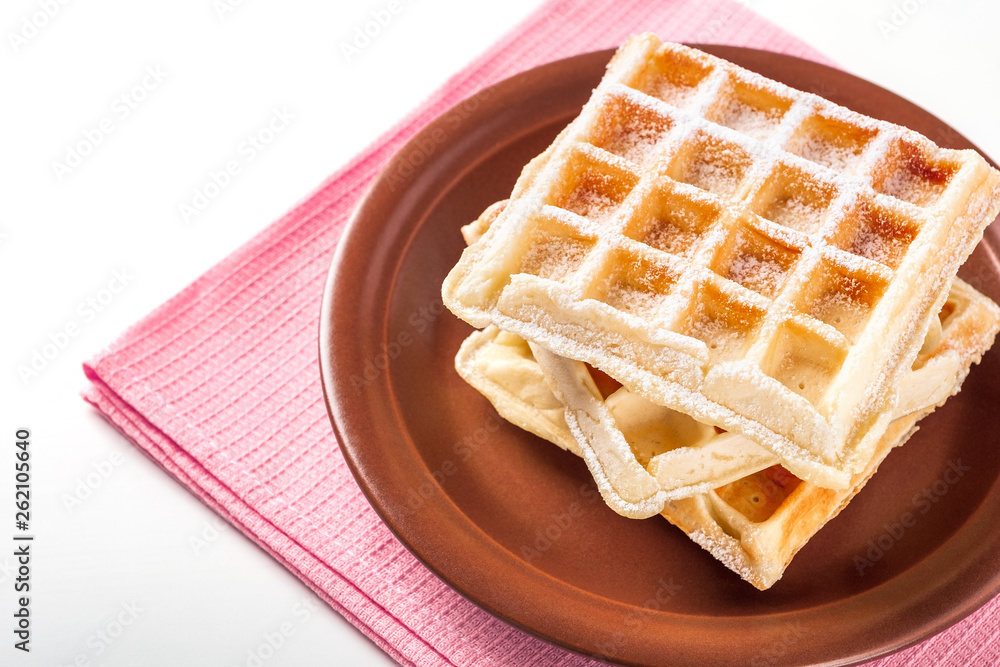 belgian waffles with icing sugar belgian waffles with icing sugar