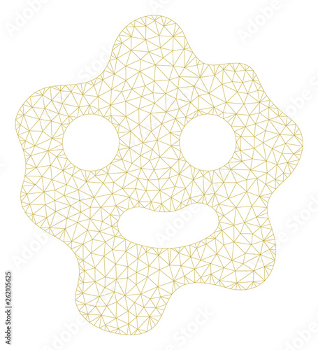 Mesh ameba polygonal 2d illustration. Abstract mesh lines and dots form triangular ameba. Wire frame 2D polygonal line network in vector format isolated on a white background.