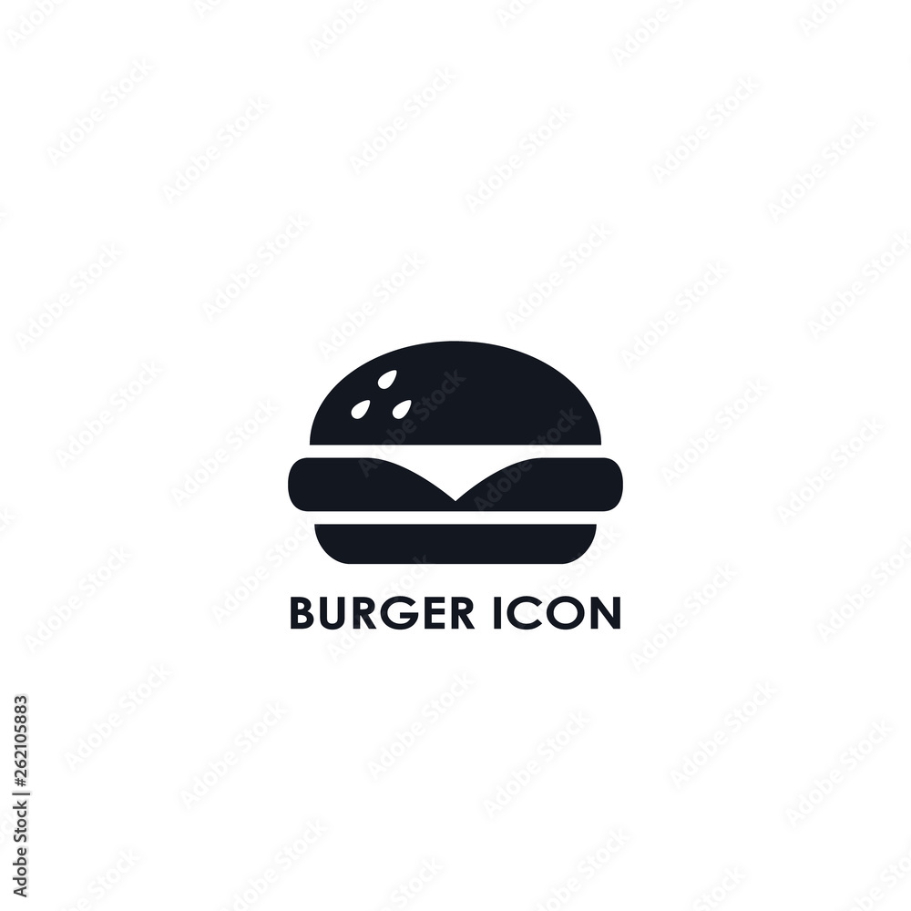 Fototapeta premium Burger Fast food icon, vector simple black isolated illustration