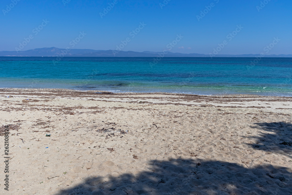 Panorama of Xenia Golden Beach at Kassandra Peninsula, Chalkidiki, Central Macedonia, Greece