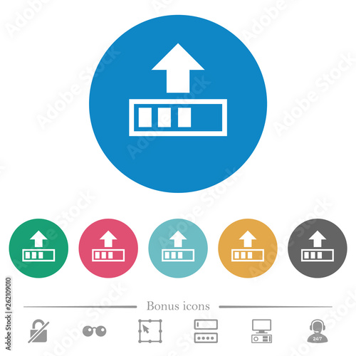Upload in progress flat round icons