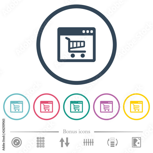 Webshop application flat color icons in round outlines photo