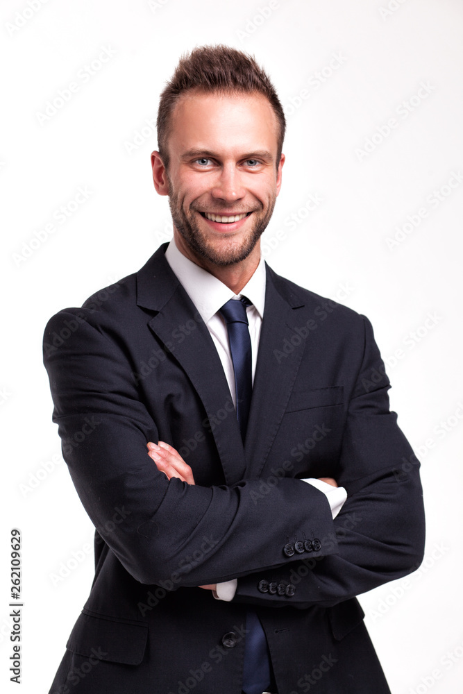 smiling businessman over a white background smiling businessman over a white background