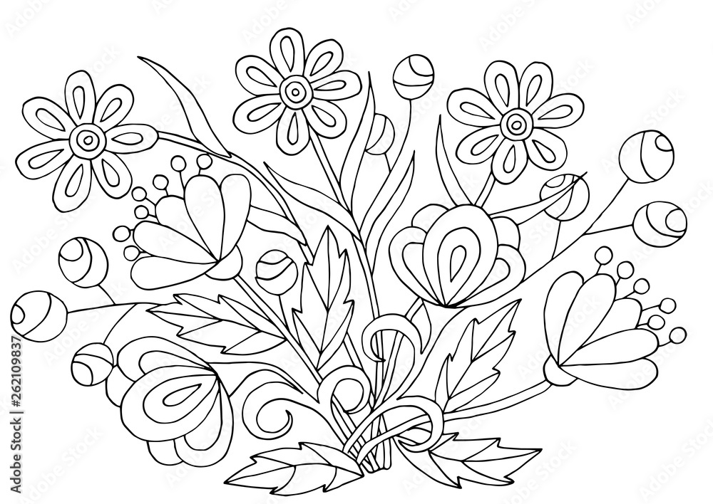 hand-drawn-flower-patterns-for-coloring-pages-stock-vector-adobe-stock