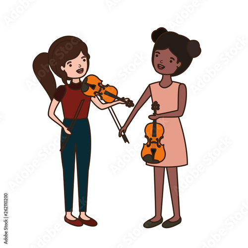 women with musical instruments character