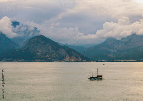 Antalya sea wiev and boat in Turkey © ali