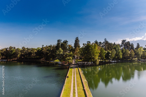 Lake and forest,  sunny day at Ex Hacienda de Chautla, Puebla, Mexico photo