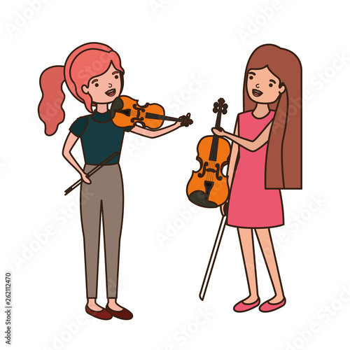 women with musical instruments character