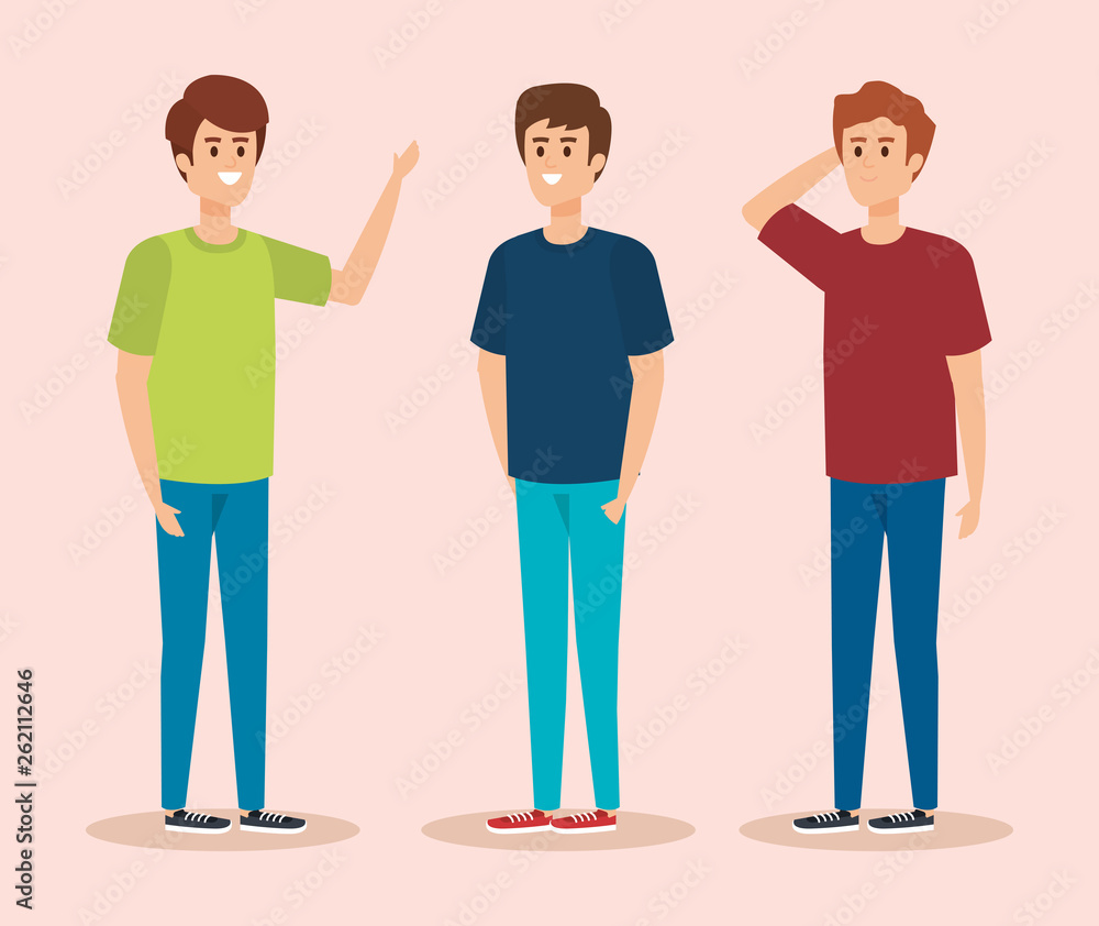 set boys with fashion hairstyle and casual clothes set boys with fashion hairstyle and casual clothes