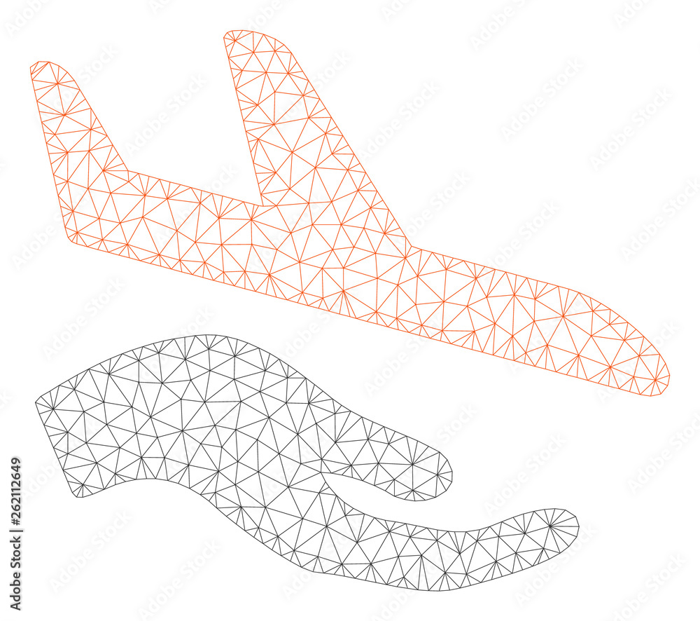 Mesh aviation support hand polygonal 2d illustration. Abstract mesh lines and dots form triangular aviation support hand. Mesh aviation support hand polygonal 2d illustration. Abstract mesh lines and dots form triangular aviation support hand.