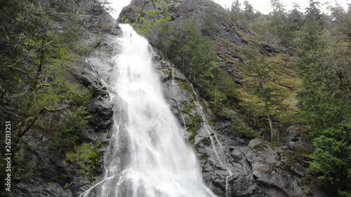 Rocky Brook waterfall flowing out of the Olympic National Park on Washington's Olympic Peninsula