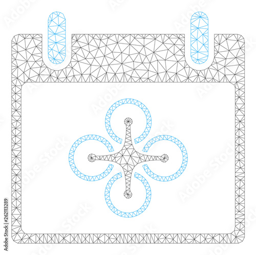 Mesh airdrone calendar day polygonal icon illustration. Abstract mesh lines and dots form triangular airdrone calendar day.