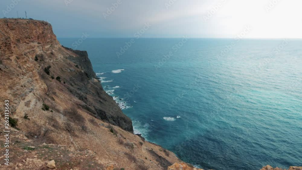 Fiolent cape, Crimea, rocky mountains and blue sea, beautiful nature landscape from above in sunny day Fiolent cape, Crimea, rocky mountains and blue sea, beautiful nature landscape from above in sunny day