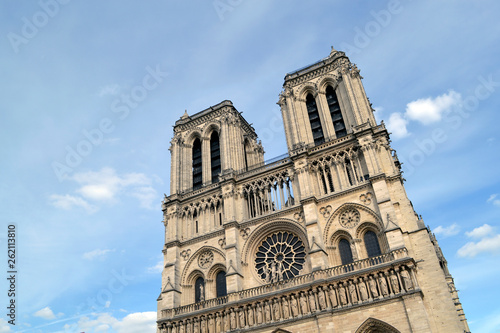 Notre-dame cathedral - majestic facade before dramatic fire from 15 April 2019
