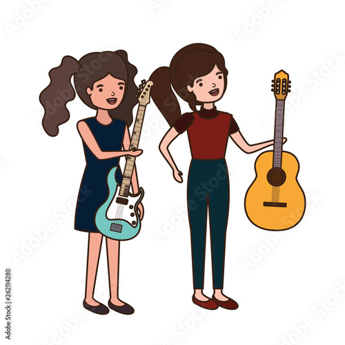 women with musical instruments character