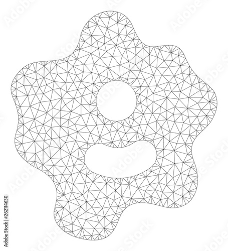 Mesh ameba polygonal icon illustration. Abstract mesh lines and dots form triangular ameba. Wire frame 2D polygonal line network in vector format isolated on a white background.