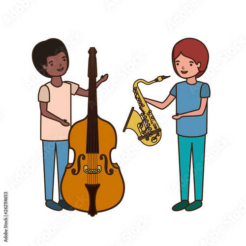 men with musical instruments character
