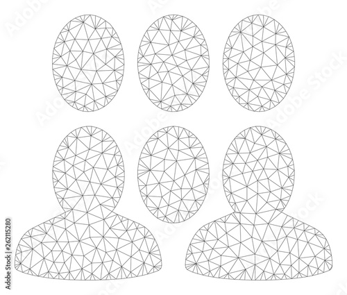 Mesh auditory polygonal icon illustration. Abstract mesh lines and dots form triangular auditory. Wire frame 2D polygonal line network in vector format isolated on a white background.