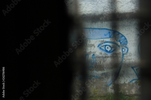 Wall painting behind bars 2