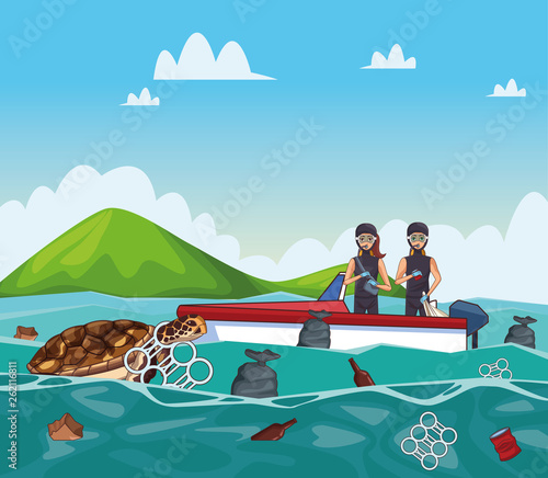 Sea cleaning cartoons