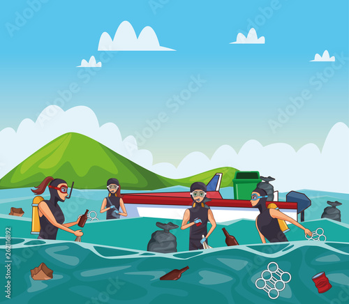 Sea cleaning cartoons photo