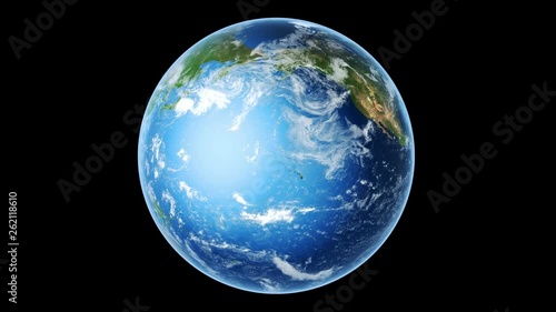 Realistic Earth Rotating on Black (Loop) 4K