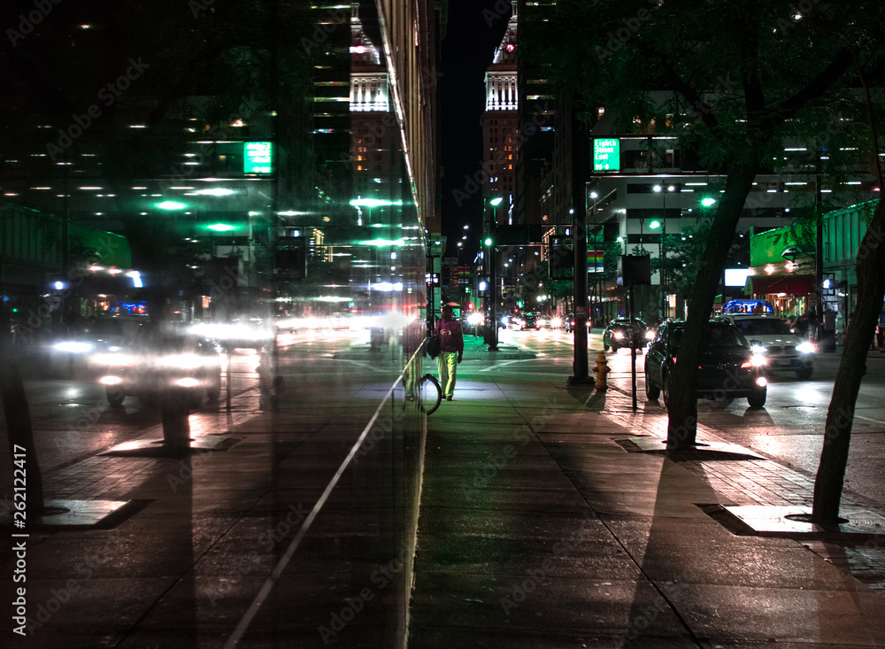 Night City Street Reflection