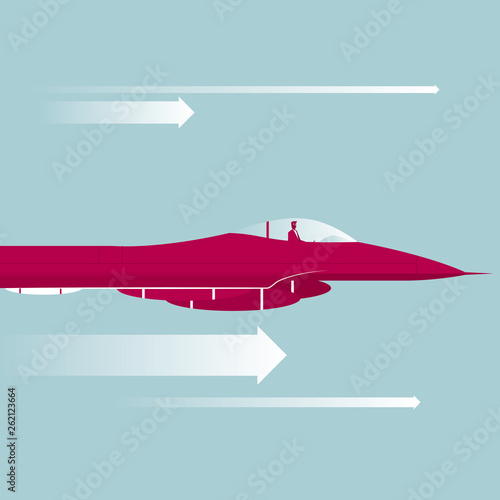 Vector drawn fighter. Isolated on blue background.