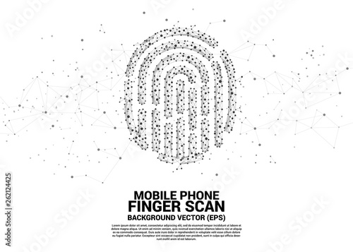 vector thumbprint icon from dot connect line polygon. background concept for finger scan technology and privacy access.