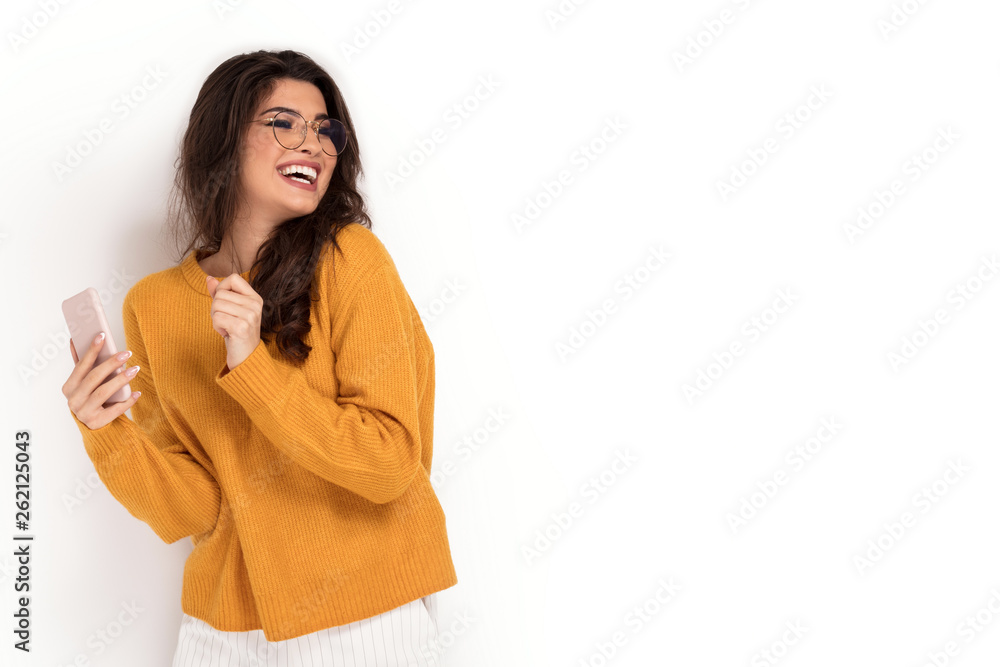 Portrait of smiling happy girl over white background. Portrait of smiling happy girl over white background.