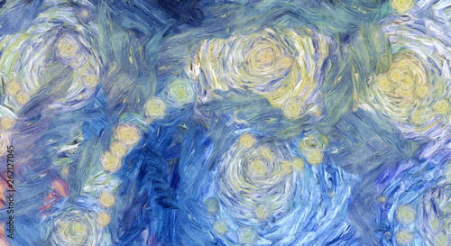 Impressionism wall art print. Vincent Van Gogh style oil painting. Swirl spla...