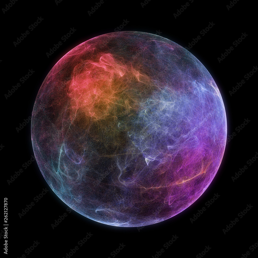 Obraz premium Abstract particle sphere, science background.Virtual flow big binary data visualization. Digital technology planet structure, Glows and particles. 3D render