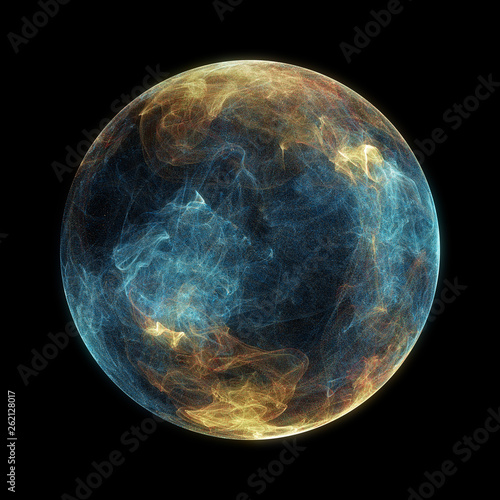 Fototapeta Naklejka Na Ścianę i Meble -  Abstract particle sphere, science background.Virtual flow big binary data visualization. Digital technology planet structure, Glows and particles. 3D render