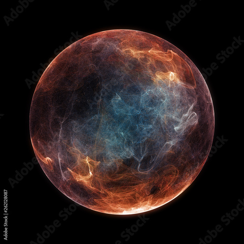 Abstract particle sphere, science background.Virtual flow big binary data visualization. Digital technology planet structure, Glows and particles. 3D render