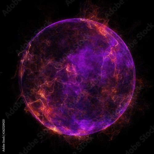Abstract particles background with corrupted point sphere. Sun Solar Flare Particles coronal mass ejections. Globe grids with a broken structure. 3D render